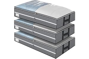 GARPROVM Borsa portaoggetti sottoletto 3PCS, 96L Contenitori sottoletto Scatole sottoletto Traspirante Scatole per Armadio con doppia cerniera per Trapunte Coperte Biancheria da Letto, 104x50x18cm