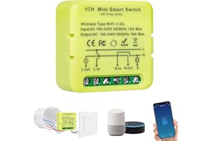 ZAKVOP 1 unidad interruptor wifi, MINI smart switch, interruptor inteligente, Módulo interruptor de Luz Inteligente bluetooth, Compatible con Smart Life/Tuya App, Alexa, Google Home, (Neutral Wire Required)