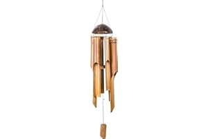 ECLAT SKINCARE Wind Chimes - Bamboo and Coconut - Fair Trade Wind Chime Outdoor – 35cm long and Ethically Sourced