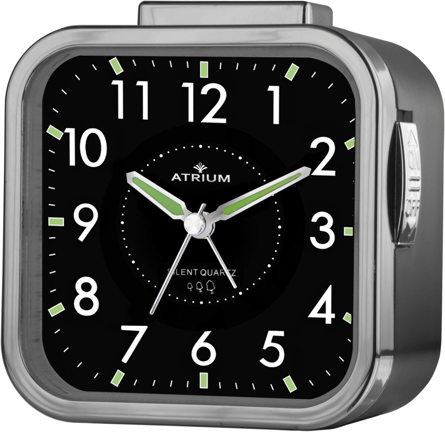 Atrium A530-4 Analog Quartz Alarm Clock, Non-Ticking, Loud Alarm, Large Numbers, Black