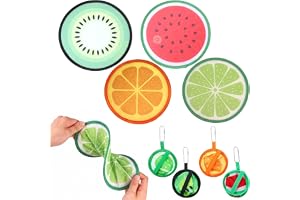 4-pack runda vikbara fläktar med fruktmönster, bärbar och lätt handfläkt för sommar, bröllopsgäst- och evenemangsdetaljer, va