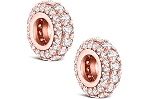 KEQ Fermaglio a clip per braccialetto e collana, in argento Sterling 925, distanziatore con zirconi 5A, Natale, regalo per la festa della mamma