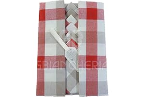 GBiancheria Tovaglia Rettangolare con TOVAGLIOLI in Cotone Tinto in Filo Vichy Rosso