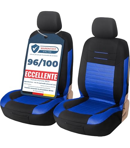 Coprisedili Anteriori Universali Per Mitsubishi Pajero II, III, IV (1990-2019) - Set 2 Pezzi, Nero/grigio, Compatibili Airbag