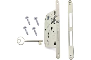 GAMOBIFER Serratura Porta Interna AGB Serie CENTRO. Entrata 50, Interasse 90. (Fronte 18x196, SCROCCO CATENACCIO CHIAVE, NICHELATO Lucido)