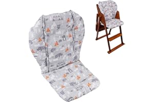 LONGGOUK Cushion for High Chair, High Chair Cushion Pad/high Chair Seat Pad, Soft and Comfortable, Light and Breathable, Make The Baby Sit More Comfortable (Grey Forest Animal Pattern)