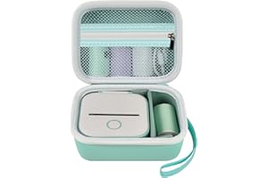 ANKHOH Mini Drucker Tasche für Memoking T02/ für Phomemo M02/ M02S/ M02 Pro/ Q30S/ für Ponek Mini Pocket Drucker, Tragbarer Aufkleberdrucker-Lagerhalter für Papier & USB-Kabel, Koffer Nur (Grün)