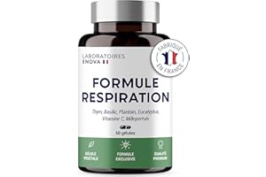 FORMULE RESPIRATION | Complement alimentaire | Thym, basilic sacré, plantain feuille, eucalyptus, millepertuis | Respiration | Pollen | Adoucie, Apaise, Fluidifie | 60 Gélules | Fabriqué en France