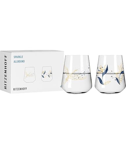 Ritzenhoff Lot De 2 Verres 500 Ml Summer Sonett Allround N°1 + N°2 - Motif Floral Rose Blanc Baies - Fabriqué En Allemagne