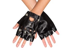 Boland Punk Gloves, 1980s Fancy Dress Costume Accessory, Halloween, Biker Gloves, Black, Adult, One Size