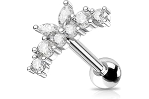 OUFER 16G Argento Orecchino Cartilagine Helix Piercings Studs Acciaio Chirurgico CZ Conch Jewelry Elica Cartilage Earring Tragus Trago Ear Upper Lobe