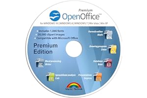 MARKT + TECHNIK OpenOffice Premium Edition for Windows 10-8-7-Vista-XP | PC Software and 1.000 New Fonts and Free Email Support | Alternative to Office | Compatible with Word, Excel and PowerPoint