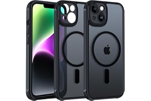 ‎IVOLER iVoler Magnetyczne etui na iPhone'a 15 6,1 cala, [kompatybilne z MagSafe] [Ochrona przed wstrząsami klasy wojskowej] Półprzezroczyste matowe etui z tyłu cienki silikonowy futerał ochronny