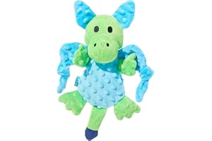 BARKBOX Bark Dog Toy Humber The Dragon, Plush Squeaker, Blue and Green