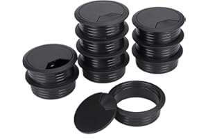 FT-SHOP 0 Passacavi da Tavolo Nero Cavo da scrivania del Computer della pc Circolare di plastica per Office Home Worktop 60 mm 10 Pezzi