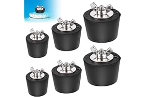 GAOUTO Lot de 6 bouchons d'hiver pour piscine, 32mm*2+38mm*2+51mm*2 Bouchon en caoutchouc avec écrou à aile en acier inoxydable Contre bouchon d'étanchéité pour piscine, bouchon en caoutchouc pour