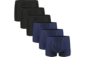 FAMI HELPER 6 Pares de Calzoncillos para Incontinencia Hombre Boxer de Algodón Lavable y Reutilizable con Almohadilla Absorbente de 300 ml Ropa Interior Absorbente Negro y Azul Talla XXL