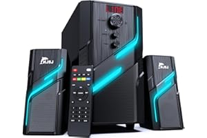 NJSJ 2.1 Stereo PC Lautsprecher mit Subwoofer, 50W Multimedia Bluetooth Lautsprecher für PC Desktop mit RGB-Licht, Bluetooth/Aux/USB/SD-Eingang für Gaming, Musik, Filme, AC-betrieben