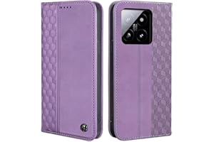 CXTCASE Funda Xiaomi 14, Funda Tapa Libro Movil Carcasa PU Cuero para Xiaomi 14, Tipo Libro Flip Wallet Case, Púrpura
