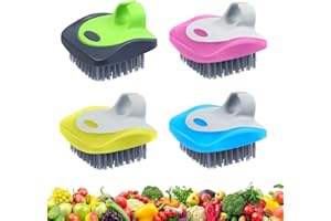 Aodaer 4 Piece Vegetable Brush Potato Scrubber Brush Silicone Hard and Soft Side Fruit Cleaning Tools for Delicate or Tough-Skinned Vegetables