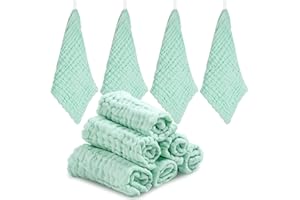ABirdon 10 Piezas Muselinas Bebe, Algodon Orgánico, 30 x 30 cm Toalla Facial Infantil Suaves, Toalla de Gasa Bebe para Niños, Paños de Muselina Facial Infantil para Recién Nacidos
