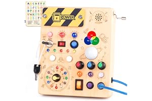 Montessori Aktivitetstavla Träspel från 1 år Busyboard med 12 brytare & 24 LED för pojkar flickor 1-3 år