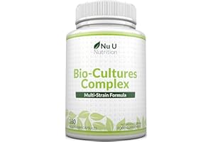 Bio-Cultures Complex - 180 High Strength Capsules - Lactobacillus Acidophilus, Rhamnosus & Bifidobacterium - 6 Month Supply - Gentle Vegetarian Multi-Strain Formula for Men & Women - Nu U Nutrition