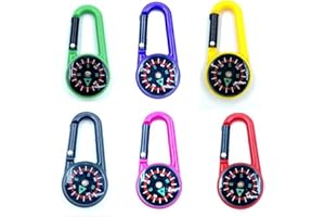 Alriedy 6 Stück Kompass Für Kinder, Outdoor Bushcraft Compass Mit Karabinerhaken, Lebenskompass Schlüsselanhänger, Klein Mit Karabiner, Tragbares Taschenkompass Für Camping Und Aktivitäten Im Freien