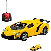 Oyuncak Uzaktan Kumandalı Şarjlı Kapıları Ve Bagajı A&ccedil;ılan 24 Cm Drift Spor Arabası Işıklı 1:18 &Ouml;l&ccedil;ek (Sarı)
