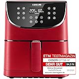 COSORI Heißluftfritteuse 5,5L XXL Rot Friteuse Heissluft Fritteusen Air Fryer mit Digitalem LED-Touchscreen, 11 Programmen, V