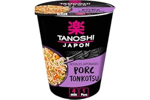 TANOSHI - Cup Nouilles Instantanées Porc Tonkotsu - Nouilles Japonaises Instantanées - 1 Personne - 65 g - lot de 5 (total de 325 g)