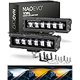 NAOEVO 6in Led Light Bar, 50W 2300LM Lens Spot Lights, Led Fog Lights - Led Offroad Lights for Trucks/Cars/Jeep/Boat, 2 Pcs (White/Amber/White&Amber)
