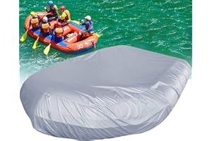 Inflatable Boat Cover UCARE Waterproof UV Sun Dust Protection Rubber Boat Dinghy Cover Fit 12-13 ft,Heavy Duty Antisnow Trailerable Fishing Kayak Protection Cover for Outdoor,Gray
