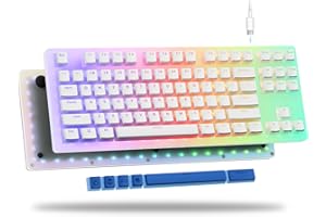 XVX Womier 75% Tastatur - Cremige Tastatur, TKL Mechanische Gaming-Tastatur, Hot Swappable Tastatur, K87 PRO mit Pudding Tastenkappen Kabelgebundene RGB-Tastatur für PC PS4 Xbox - Roter Schalter