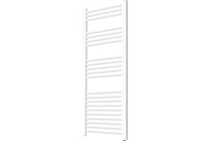 MIADOMODO Aquamarin® Secador de Toallas de Baño - De Pared, 1400x600mm, Agua Caliente, Acero, Vertical, Entrada Central o Lateral, Blanco - Radiador de Baño, Calentador de Toallas, Calefacción, Toallero