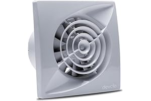 Devola 100mm Bathroom Extractor Fan with Humidistat and Timer, Quiet Axial Fan, 4 inch Bathroom Fan, Kitchen Fan, Made in Britain (Humidistat & Timer Model) - DVQF100H