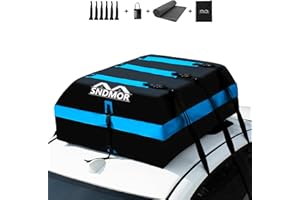 SNDMOR Bolsa de Techo, 595L/21 Pies Cúbicos de Equipaje de Techo Impermeable, Adecuada para Todos Los Vehículos con/Sin Portaequipajes, Incluye Alfombra Antideslizante + 6 Correas de Refuerzo (Azul)