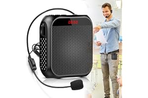 Röstförstärkare med mikrofon trådlös, uppladdningsbar bärbar högtalare med mikrofonheadset, linning, 2 200 mAh batteri, mini trådlös stämförstärkare för tränare lärare Tourguide
