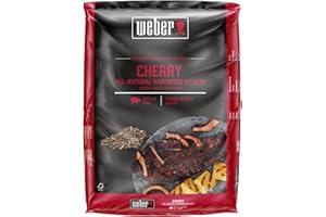 Weber Cherry Hardwood Pellets/Natural Cherry Wood for Pellet Barbecues with Subtle, Fruity, Sweet, Smoky Flavour, No Fillers, Great for Low & Slow Cooking, 8 kg Bag