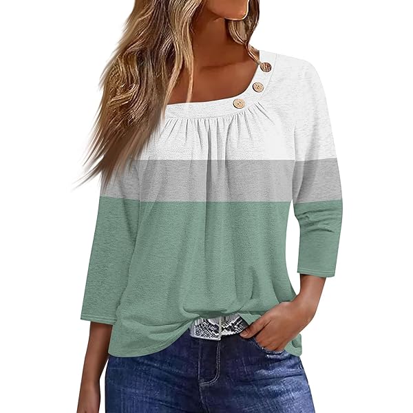 Tee Shirt Femme Grande Taille Col V - Manches 3/4, Imprimé Floral Ou Uni, Taille S à XXXXXL