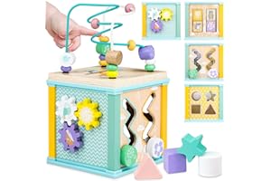Airlab Motorikwürfel Aktivitätswürfel aus Holz, Motorikspielzeug Holzspielzeug ab 1 Jahr, Montessori Activity Center Lernspielzeug Geschenk für Kleinkinder Baby