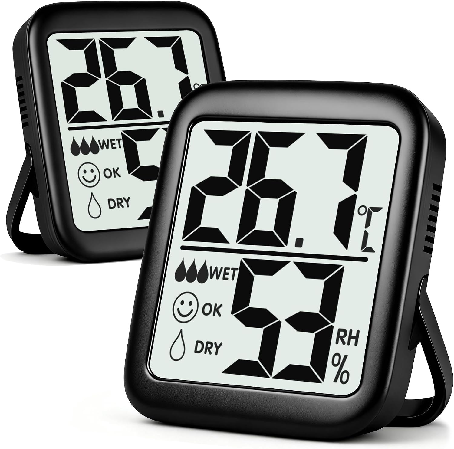 Antonki 2 Pack Room Thermometer for Home Indoor Hygrometer Humidity Meter Gauge Digital Temperature and Humidity Sensor Monitor for House Terrarium Incubator Greenhouse - Battery Included