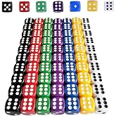 HUAZIZ 70 Pieces Dice (6 Faces, 16 mm), Rounded Corners Colorful Dice Games, Mathematical Dice, Gifts, Party Favor - 7 Colors