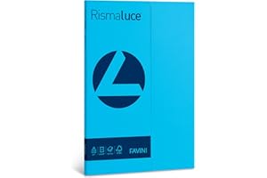 Favini A69G544 Rismaluce colore AZZURRO confezione da 50 cartoncini da 200gr Formato A4 (21x29,7 cm) Made in Italy