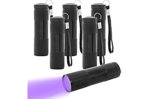 Xaztr 6Pcs UV Black Light Flashlight, 9 LED 395nm UV Handheld Blacklight Flashlights, Ultraviolet Blacklight Flashlight Detector UV Torch Light Bulk for Pets Urine and Stains