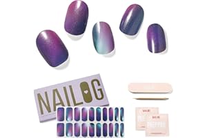 Nailog Adesivi Per Unghie - Gel UV Adesivi Unghie 20pcs,Stickers Unghie Autoadesiva,Strisce Smalto Gel Per Unghie,Full Wraps UV/LED Adesivi Unghie in Gel Nails Starter Kit