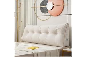 CJJZFO Rückenkissen Lesekissen für Bett und Sofa, Keilkissen, Rückenpolster für Die Wand, Sitzkissen, Wandkissen, mit Waschbarem Bezug, Ideal zum Anlehnen im Bett(White,120 * 50 * 20cm)