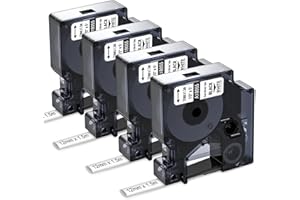 Nastro per Etichette Aken Compatibile con Dymo Rhino 18055 12 mm x 1.5 m Tubo Termoretraibile Etichette Industriali Compatibile con Dymo Rhino 4200, 5200, 5000, 6000, ILP-219, Nero su Bianco