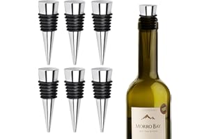 FBBULES 6 Szt. Korek do Wina i Szampana do Butelek, Wielokrotnego Użytku Metalowy Zatyczki do Butelek Wina do Kolekcji Wina Czerwonego Szampana Piwnych (Srebrne)