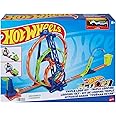 Hot Wheels Track with 1 Hot Wheels Car, Triple Loop Kit Track Set, Slam Launch Car through 3 Loops, Connects to Other Sets, HMX38